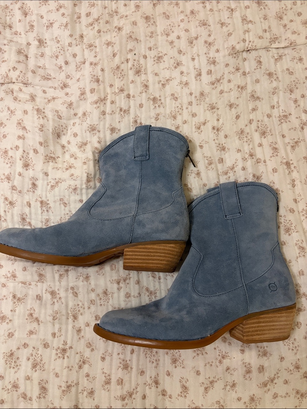 Born Light Blue Suede Western Ankle Boots - Picture 5 of 17